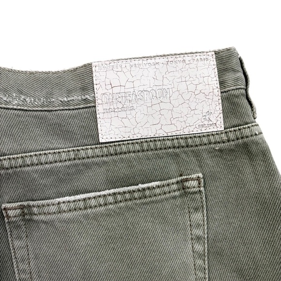 ONE TEASPOON Rollers Jean Shorts Distressed Frayed Hem Cheeky Olive Geen Size 29 - Picture 3 of 8